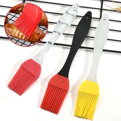 Color silica gel brush kitchen thermal insulation one-piece handle silicone sauce brush barbecue brush